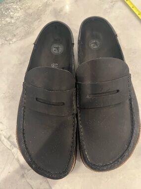 Birkenstock Naples Black Oiled New Buck Leather Slip-On Penny Loafers clogs